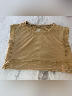 Anthropologie Pilcro Washed Green Crop Ribbed Tank Top Size XS